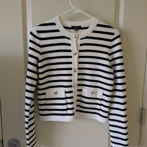 Dynamite Black and White Striped Cardigan